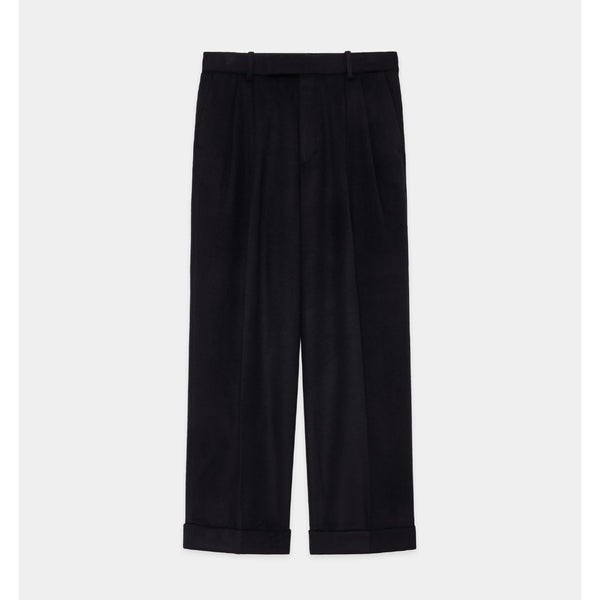 Cashmere Flannel Double Pleated Wide Trousers