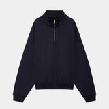 Organic Cotton Heavy Fleece Short Quarter Zip Pull Over D NAVY