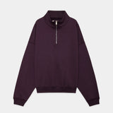 Organic Cotton Heavy Fleece Short Quarter Zip Pull Over D PURPLE
