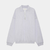 Organic Cotton Heavy Fleece Half Zip Polo Huge Sweat ASH GRAY