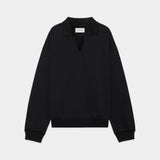 Organic Cotton Heavy Fleece Skipper Comfort Sweat BLACK