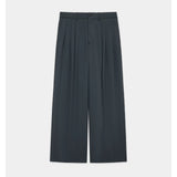 Organic Wool 2/80 Tropical Triple Pleated Wide Trousers CHARCOAL