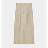 Organic Wool 2/80 Tropical Triple Pleated Wide Trousers BEIGE