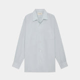 Organic Giza Typewriter Italian Open Collar Shirt ICE