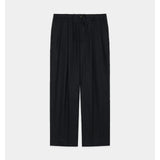 Hemp Shirting / Double Pleated Easy Trousers BLACK