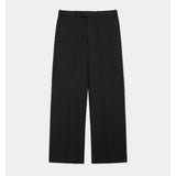 Heavy Organic Wool Wide Straight Trousers BLACK