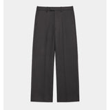 Heavy Organic Wool Wide Straight Trousers CHARCOAL