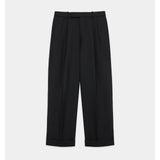 Heavy Organic Wool Double Pleated Classic Wide Trousers BLACK