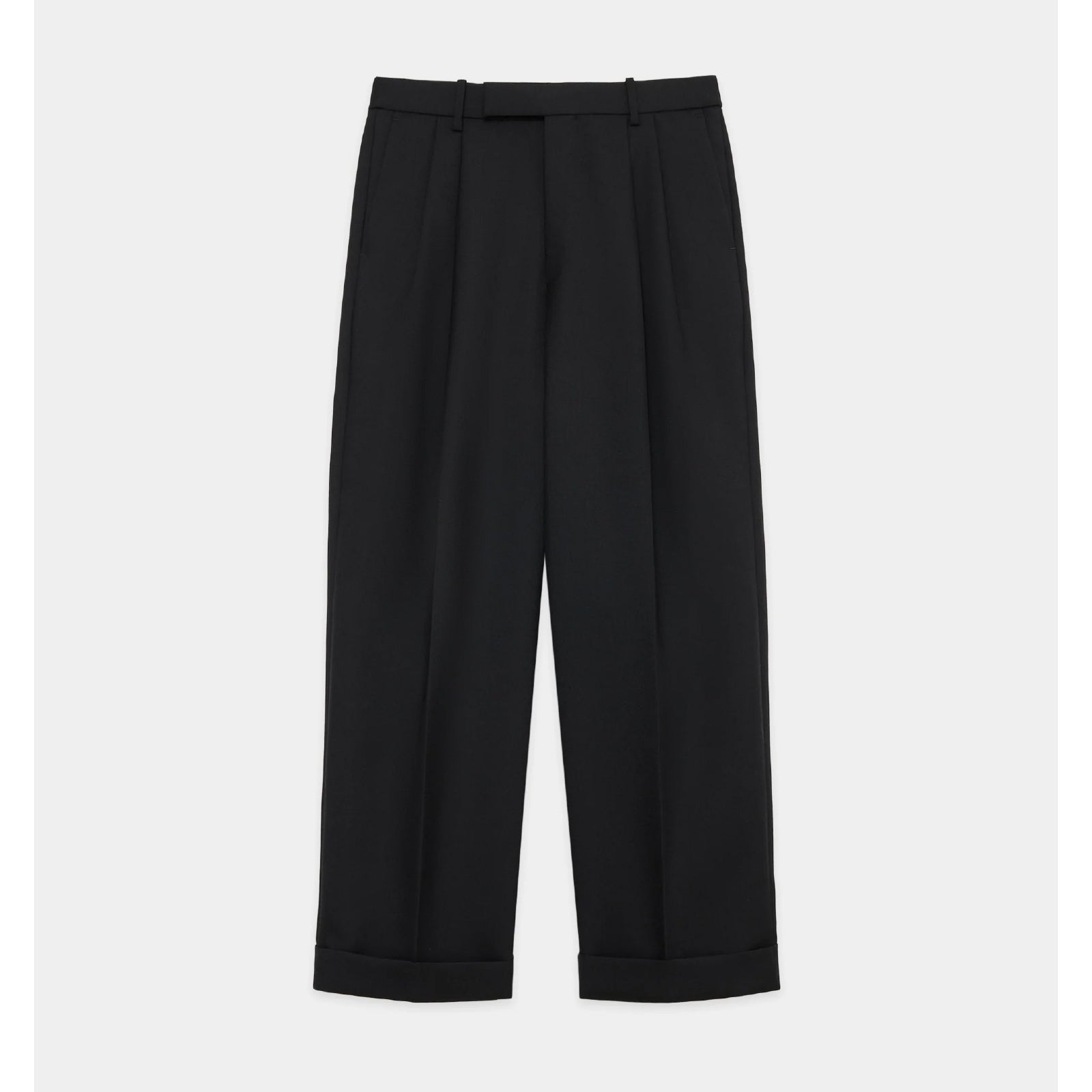 Heavy Organic Wool Double Pleated Classic Wide Trousers