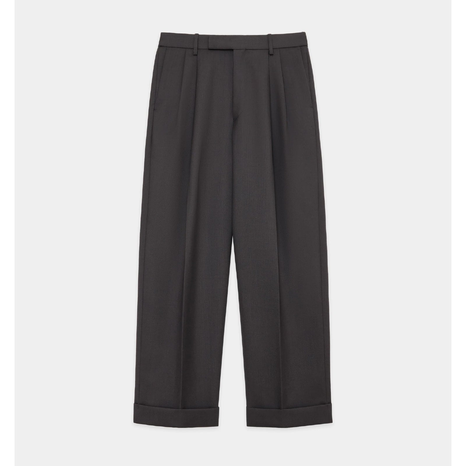 Heavy Organic Wool Double Pleated Classic Wide Trousers