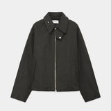 Organic Cotton Heavy All Weather Cloth Zip Up Jacket DARK SAGE