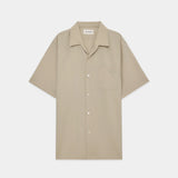 Organic Wool 2/80 Tropical / Italian Open Collar S/S Shirt BEIGE