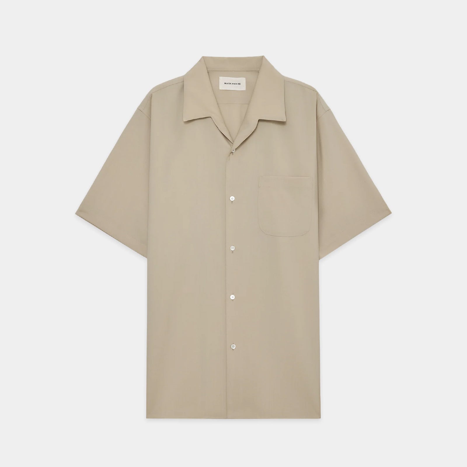 Organic Wool 2/80 Tropical / Italian Open Collar S/S Shirt