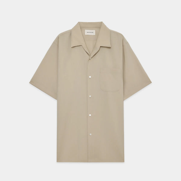 Organic Wool 2/80 Tropical / Italian Open Collar S/S Shirt
