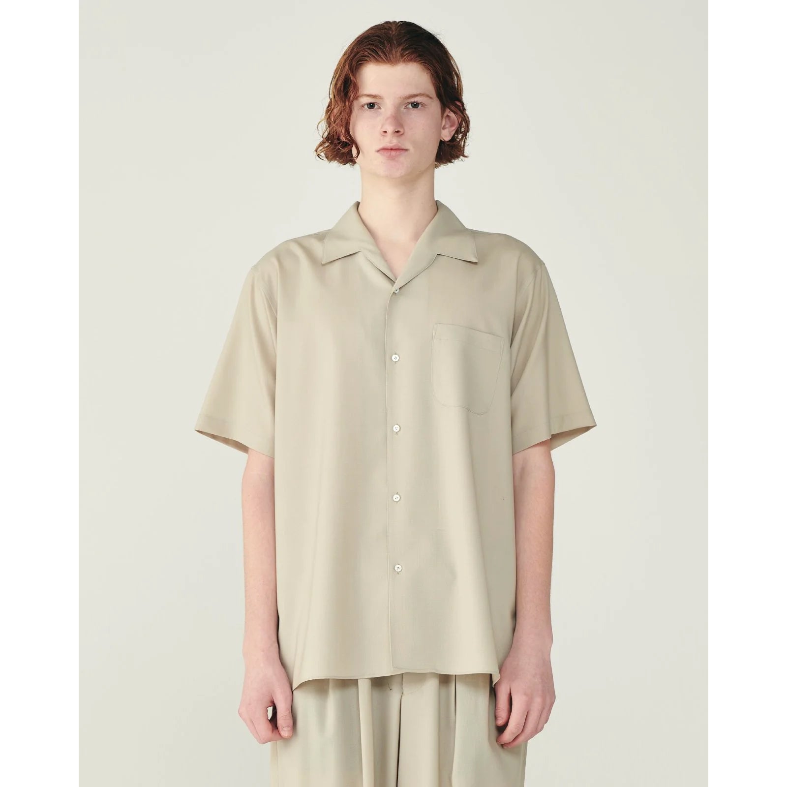 Organic Wool 2/80 Tropical / Italian Open Collar S/S Shirt