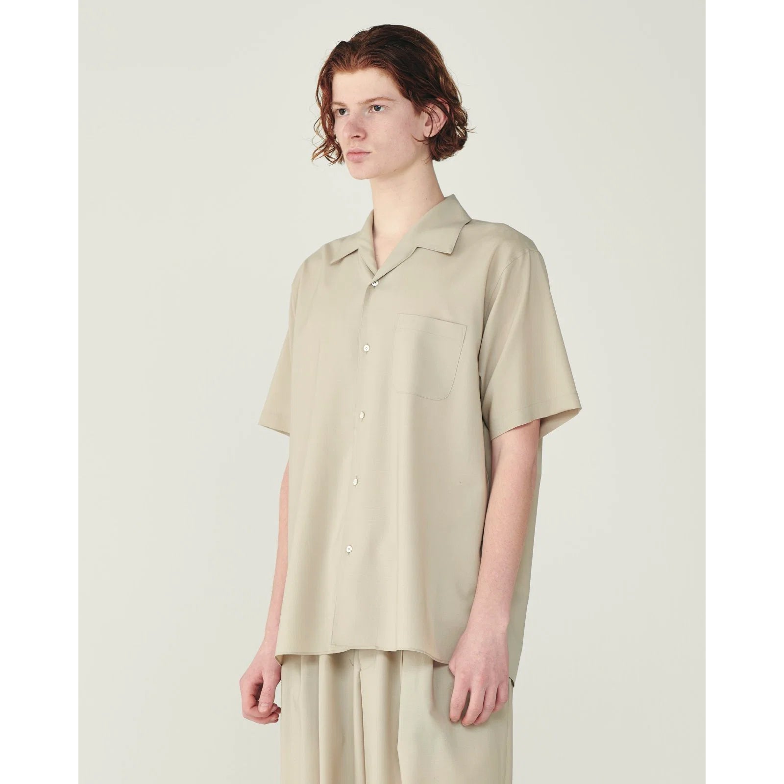 Organic Wool 2/80 Tropical / Italian Open Collar S/S Shirt