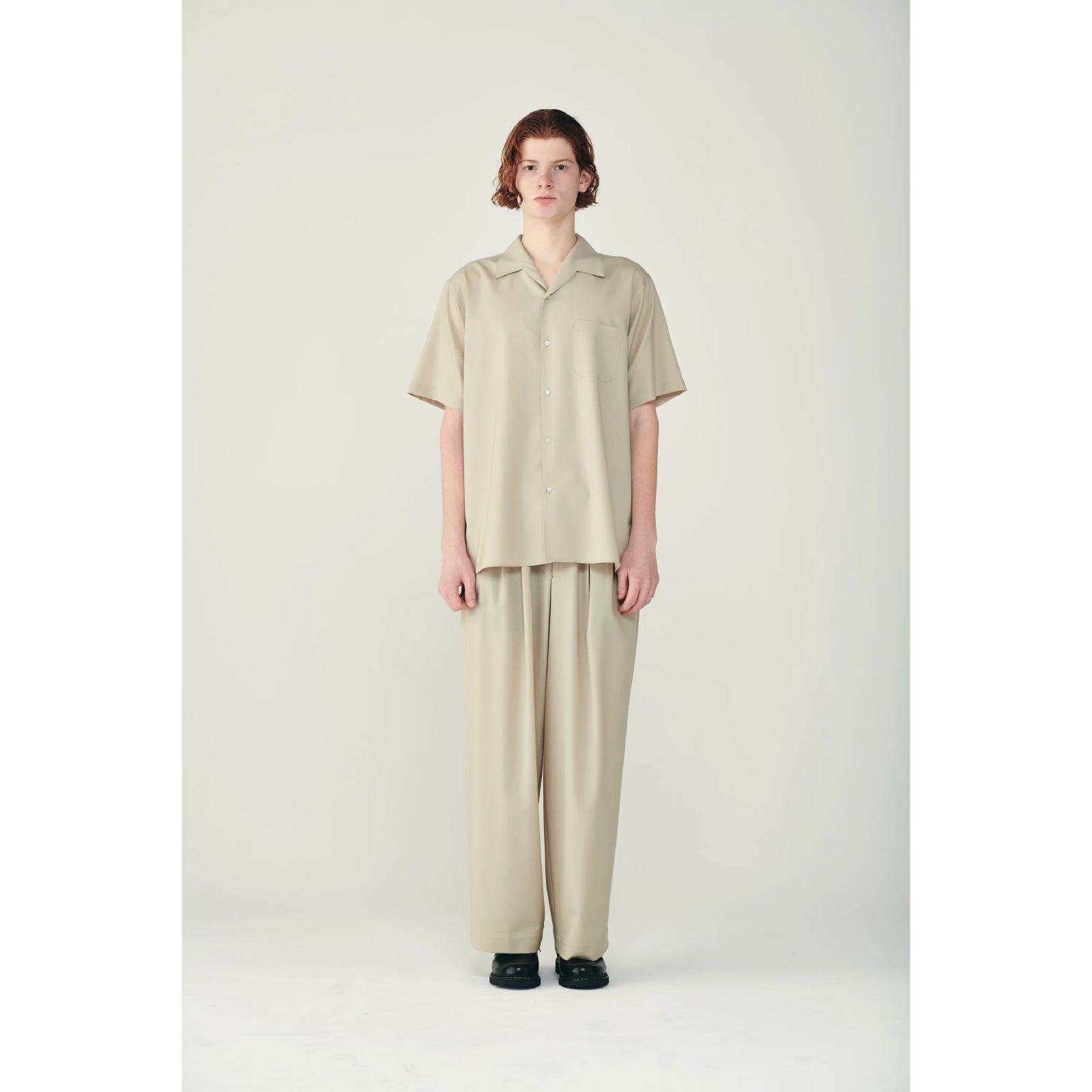 Organic Wool 2/80 Tropical / Italian Open Collar S/S Shirt