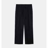 Hemp Shirting / Double Pleated Easy Trousers BLACK