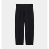 Organic Wool Hemp Tropical / Flat Tapered Trousers BLACK