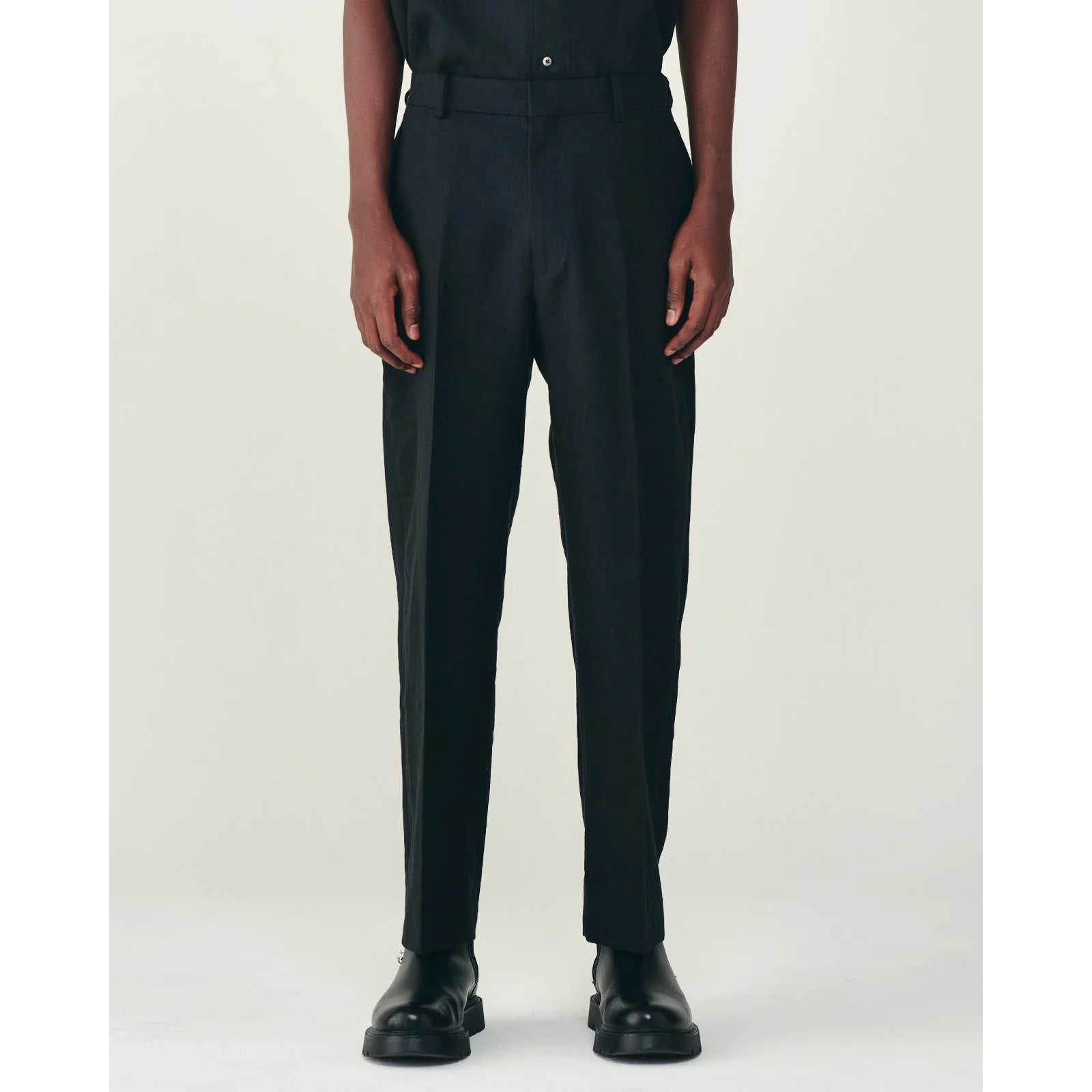 Organic Wool Hemp Tropical / Flat Tapered Trousers