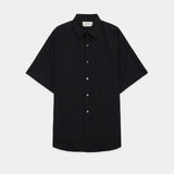 Organic Wool Hemp Tropical / Comfort Fit S/S Shirt BLACK