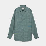 Super 160s Washable Wool Oxford / Regular Fit Dress Shirt GREEN CHECK