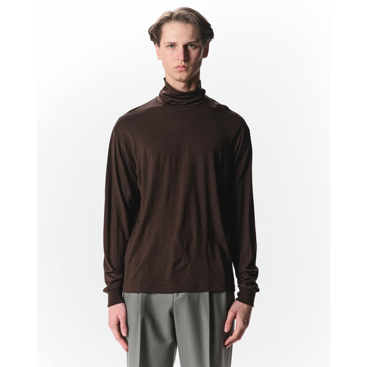 Super 160s Wool Washable Knit / Relaxed Fit Turtle Neck