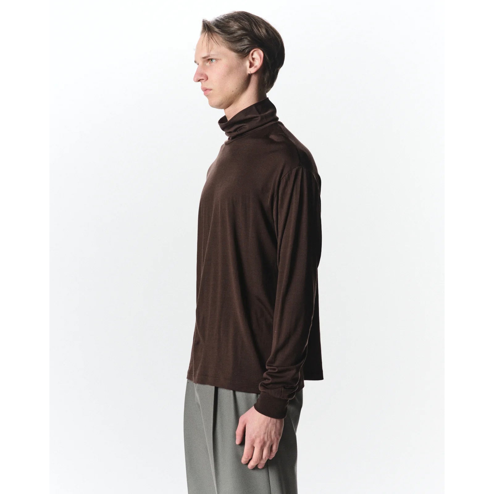 Super 160s Wool Washable Knit / Relaxed Fit Turtle Neck | ref