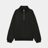 Organic Cotton Heavy Fleece / Comfort Half Zip BLACK