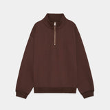 Organic Cotton Heavy Fleece / Comfort Half Zip DARK BROWN