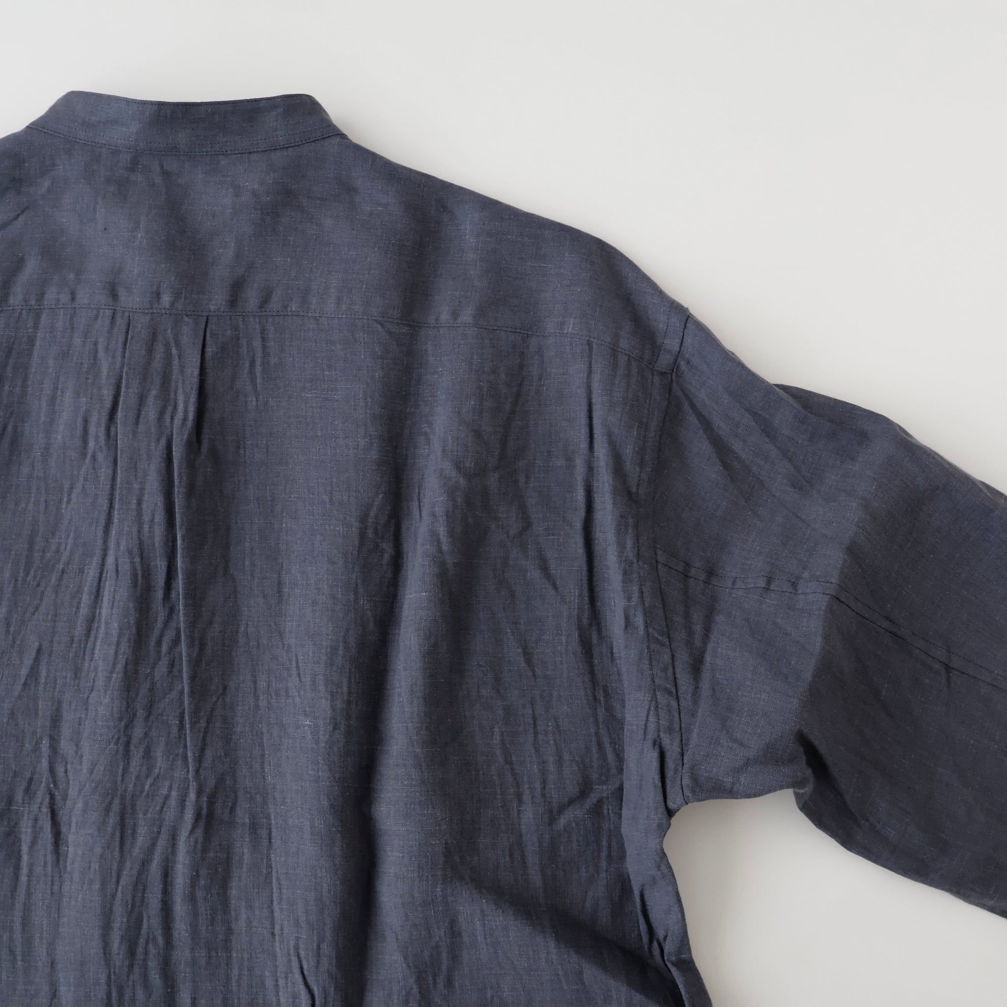 OFFICER STAND COLLAR L/S SHIRT LINEN CANVAS