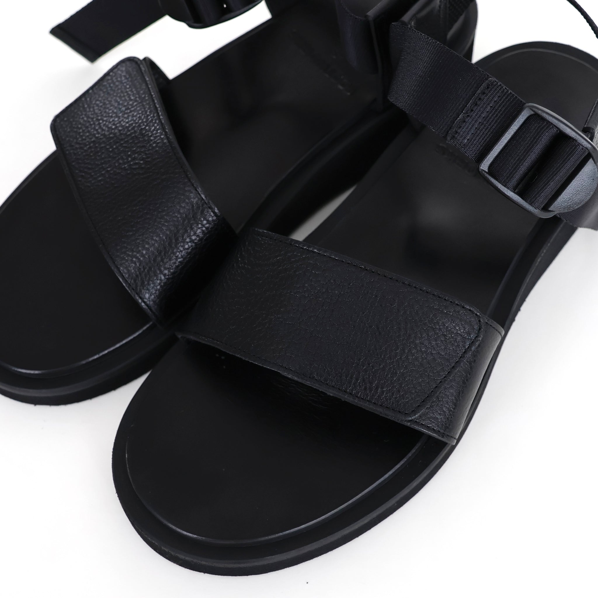 Sandals with Velcro Straps wide belt in Grain Leather