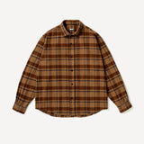 Vintage Cotton Silk Nep Twill Check Shirt BROWN