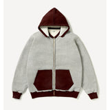 Vintage Attached Hood Zip Parka GRAY×BURGUNDY