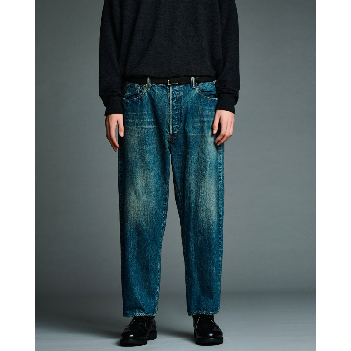 Washed Denim Wide Pants