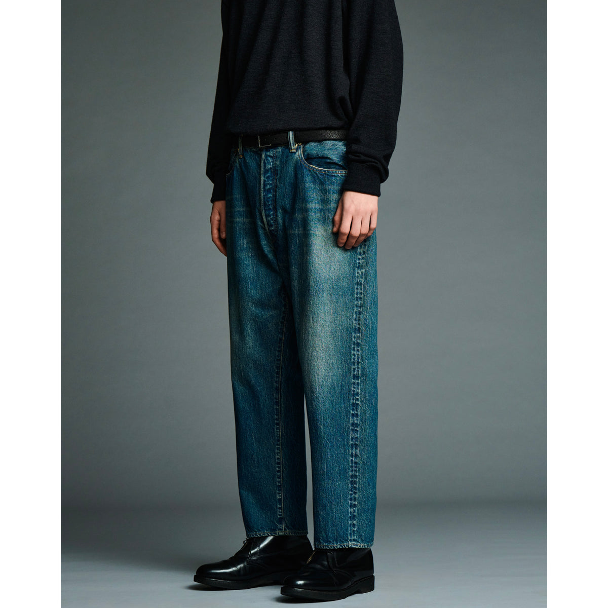 Washed Denim Wide Pants