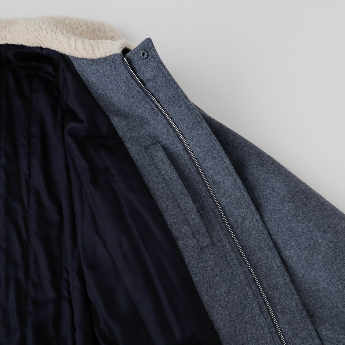 MOUTON COLLAR WOOL CASHMERE PADDED JACKET