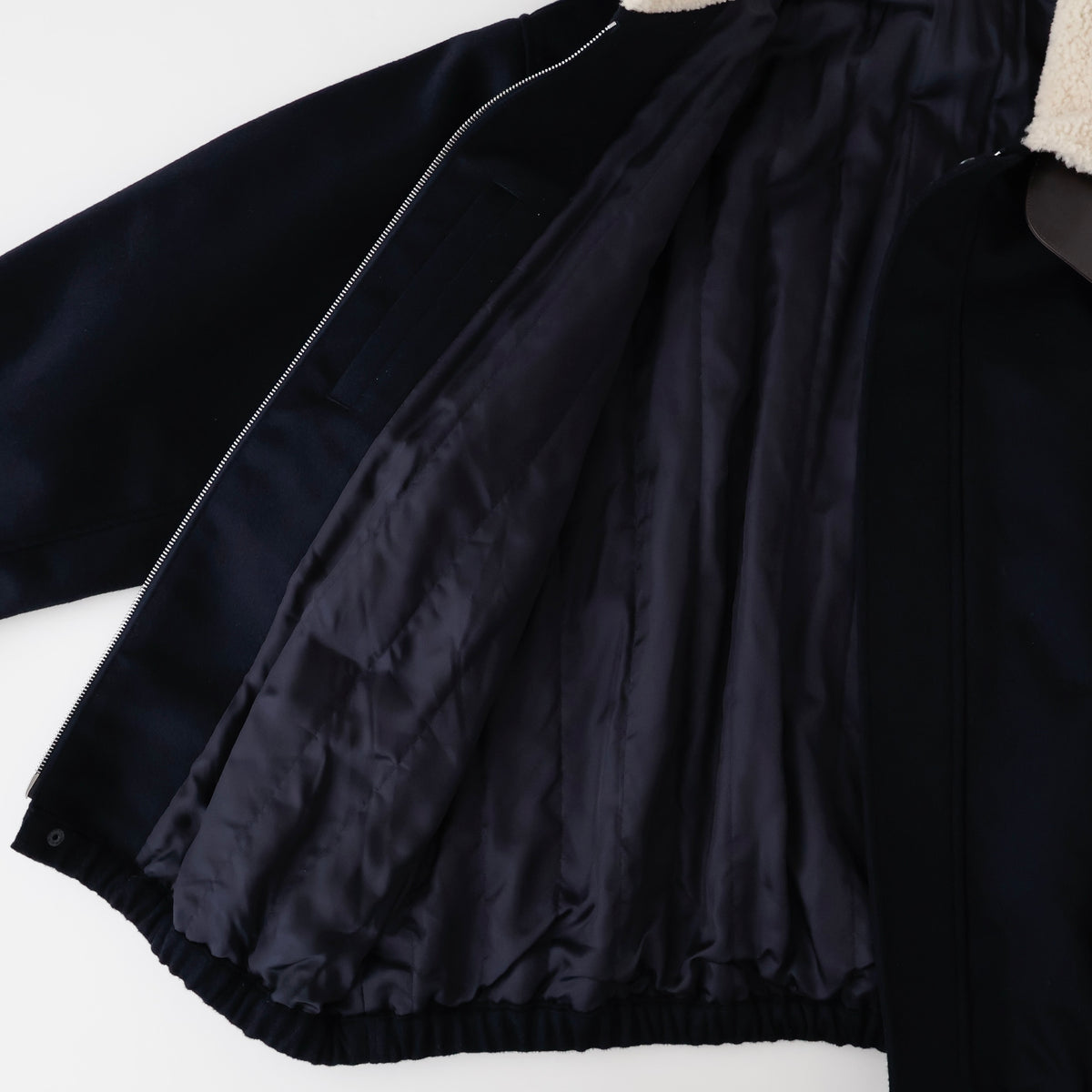 MOUTON COLLAR WOOL CASHMERE PADDED JACKET