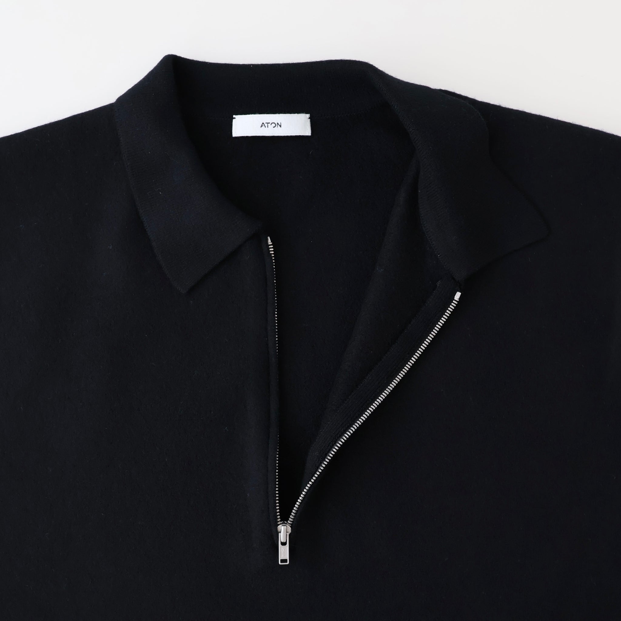 FINE WOOL MELTON_ZIP UP POLO SWEATER