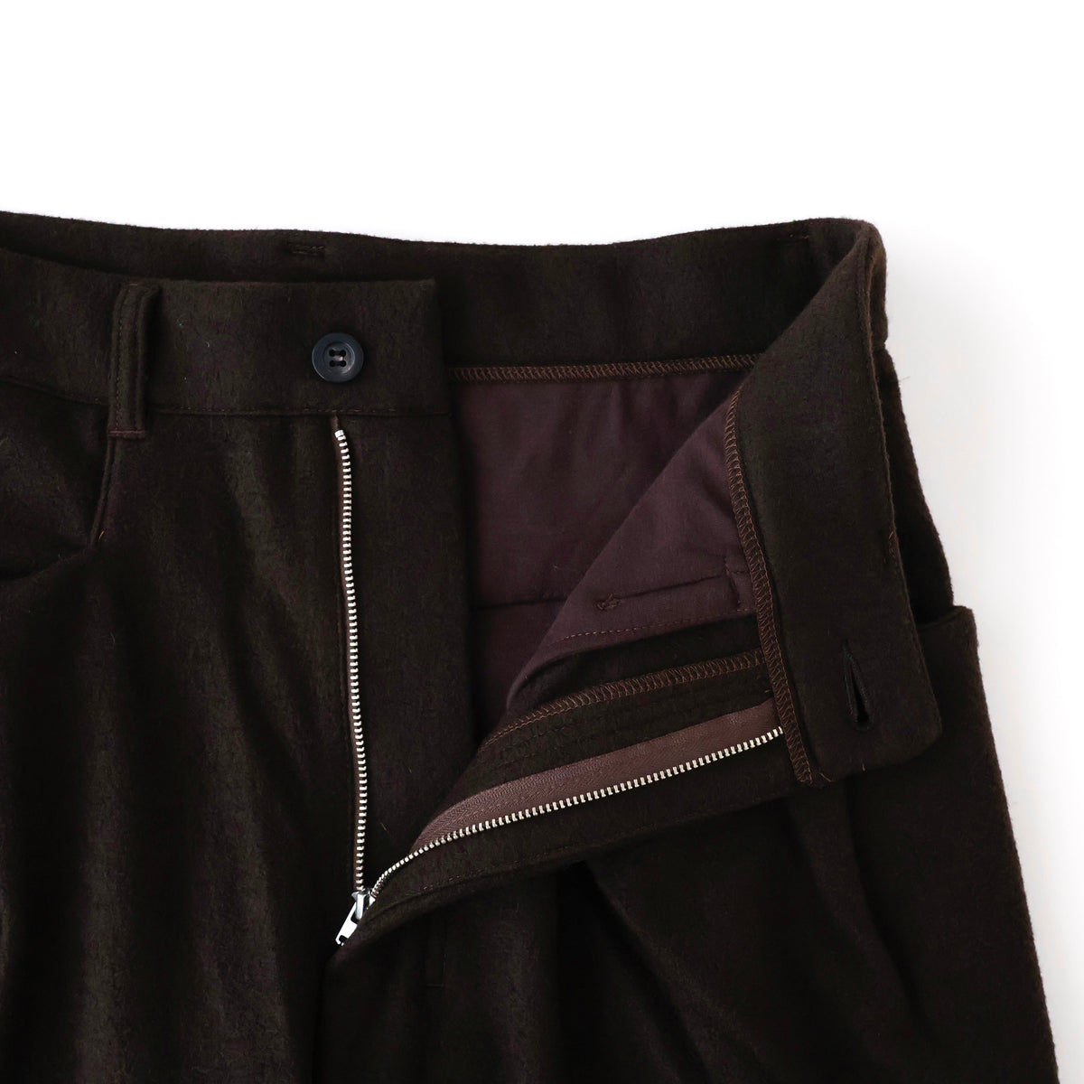 WOOL CUT WIDE TUCK SLACKS