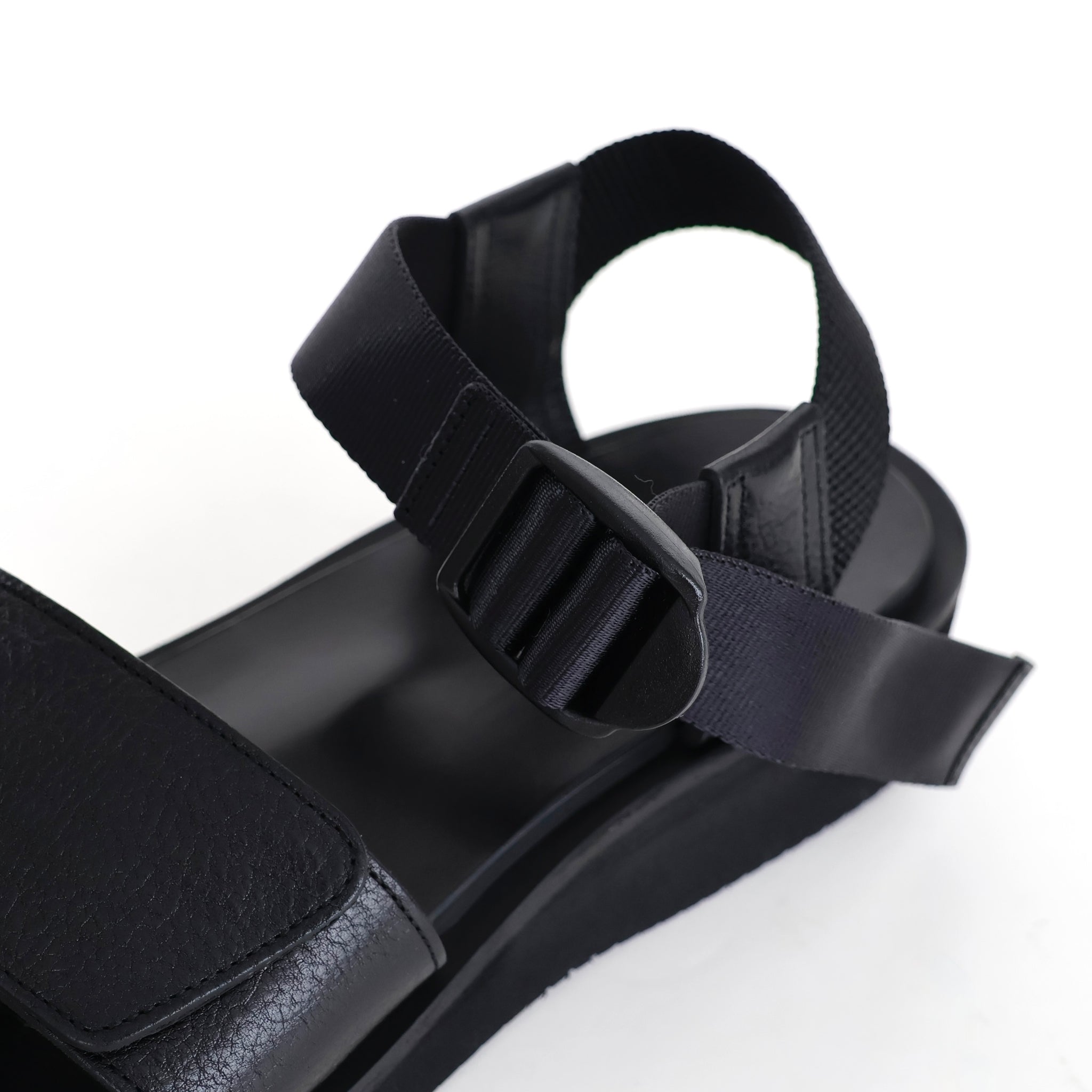 Sandals with Velcro Straps wide belt in Grain Leather