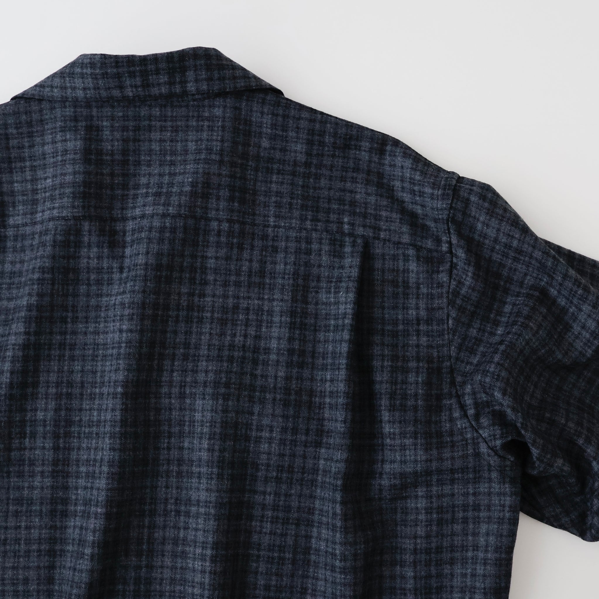 Wool Plaid Open Collar Shirt