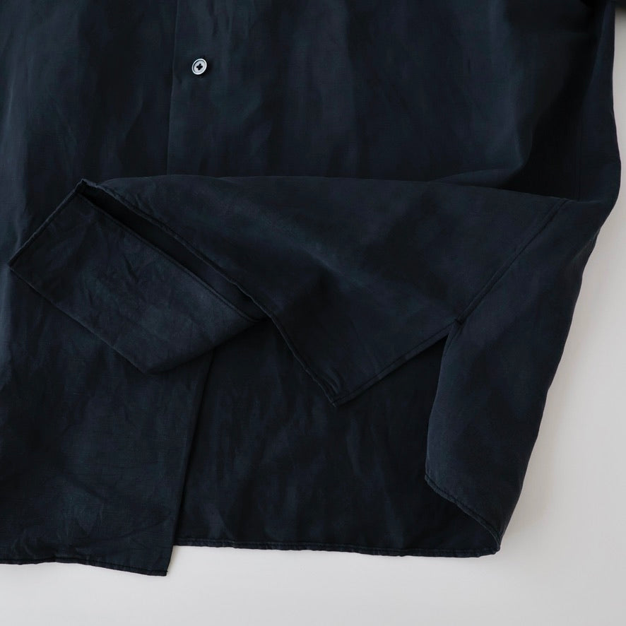 Vintage Silk Linen Open Collar Shirt