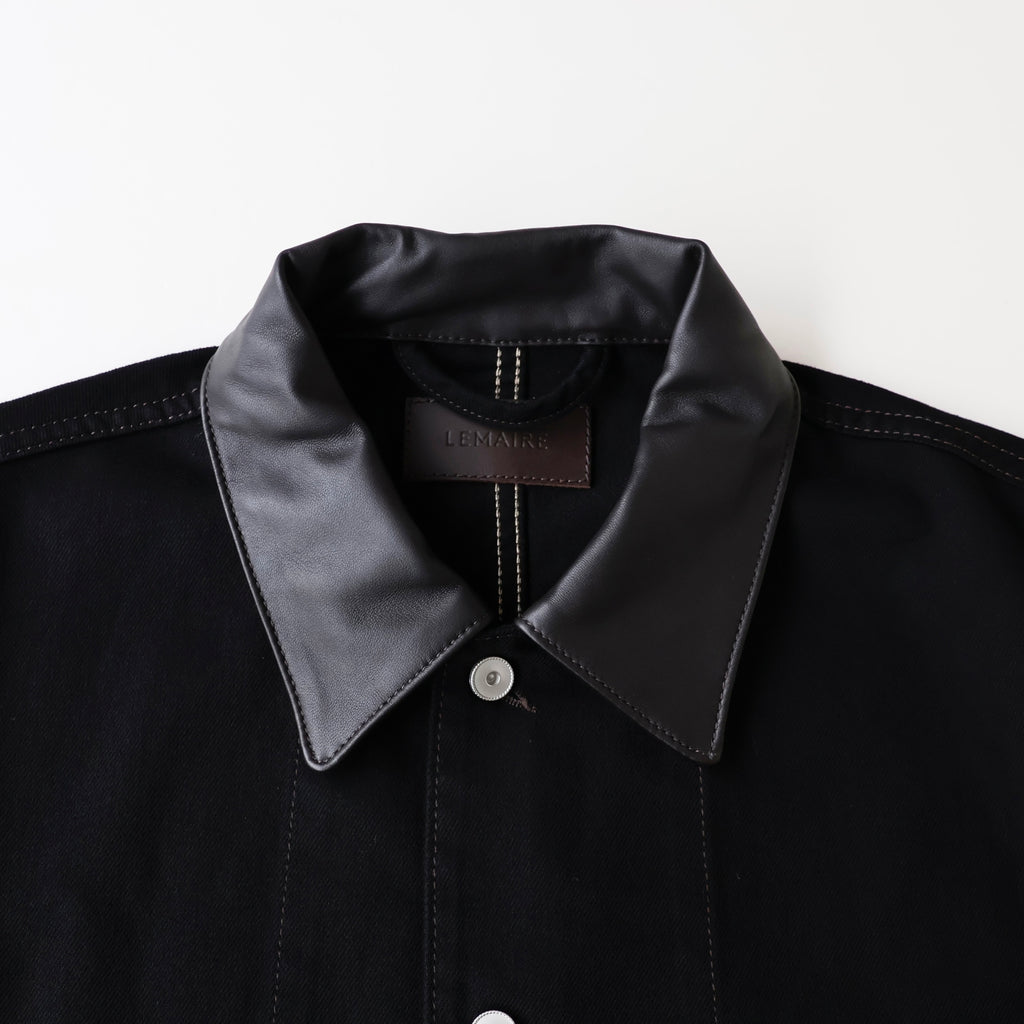 WORKWEAR OVERSHIRT WITH LEATHER COLLAR | ref. / Web Store