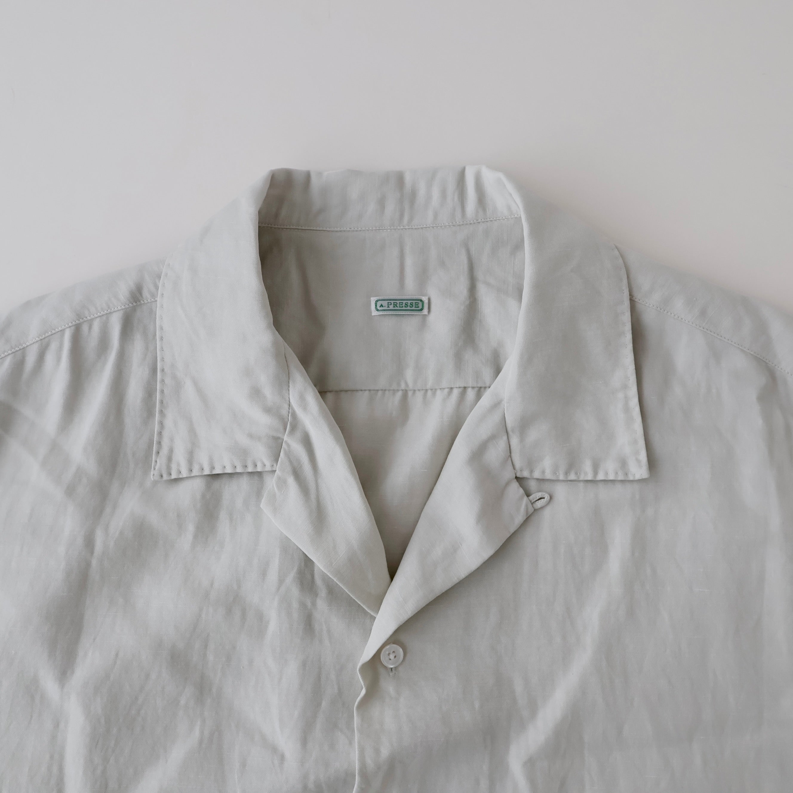Vintage Silk Linen S/S Open Collar Shirt | ref. / Web Store
