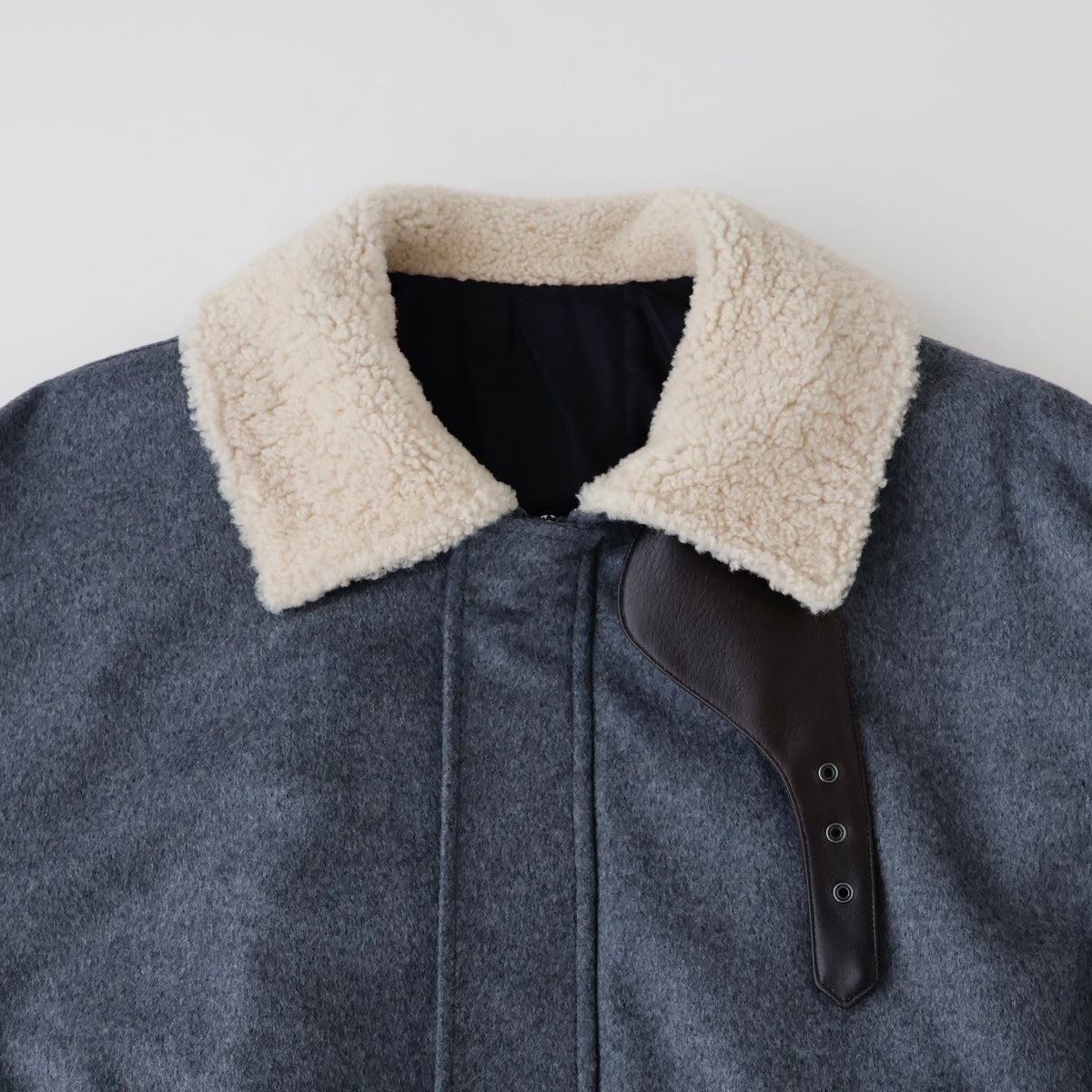 MOUTON COLLAR WOOL CASHMERE PADDED JACKET