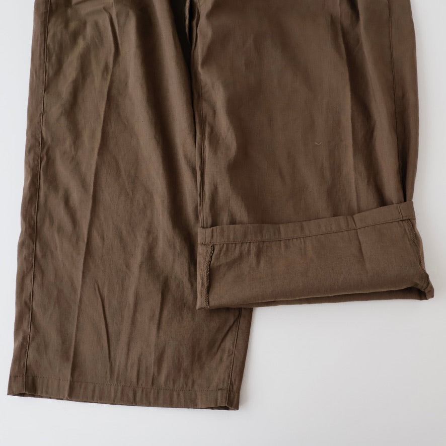 LINEN POPLIN BELT-LESS SLACKS