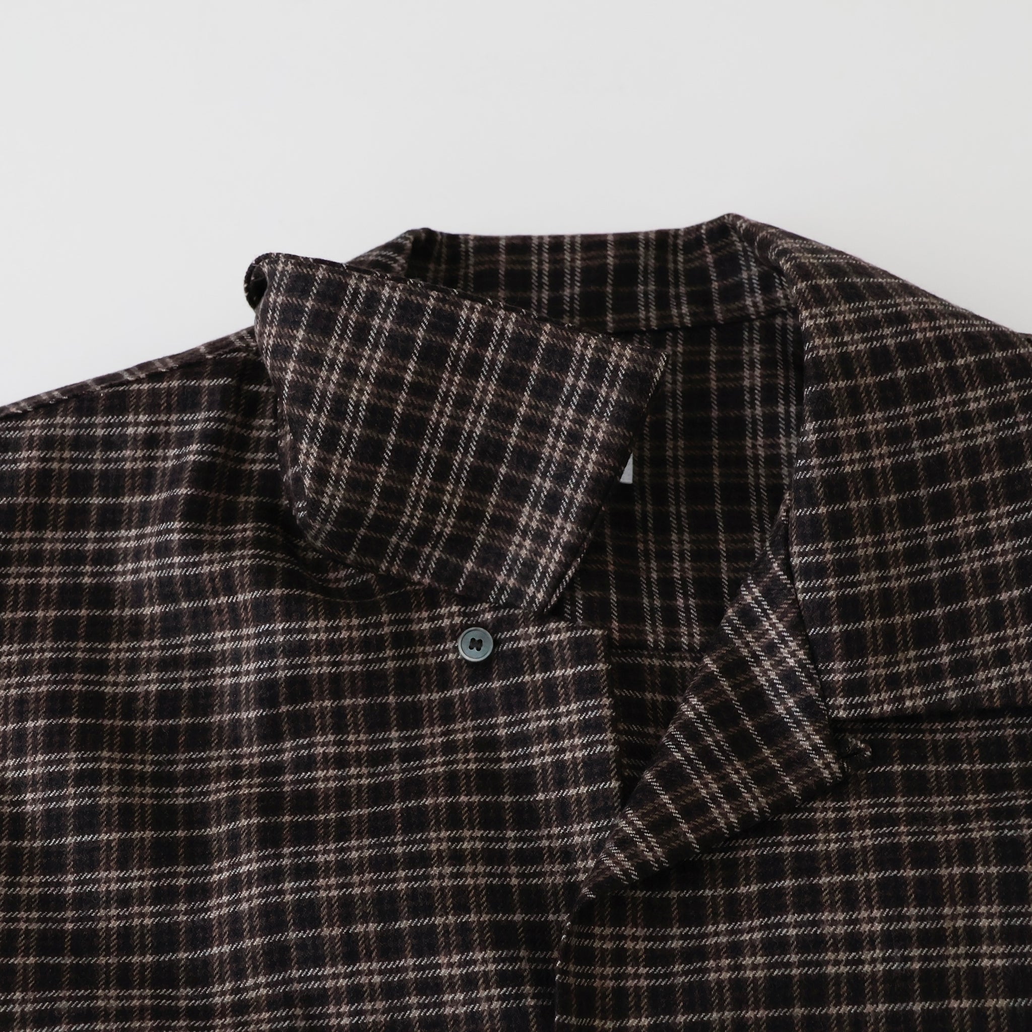 Wool Plaid Open Collar Shirt
