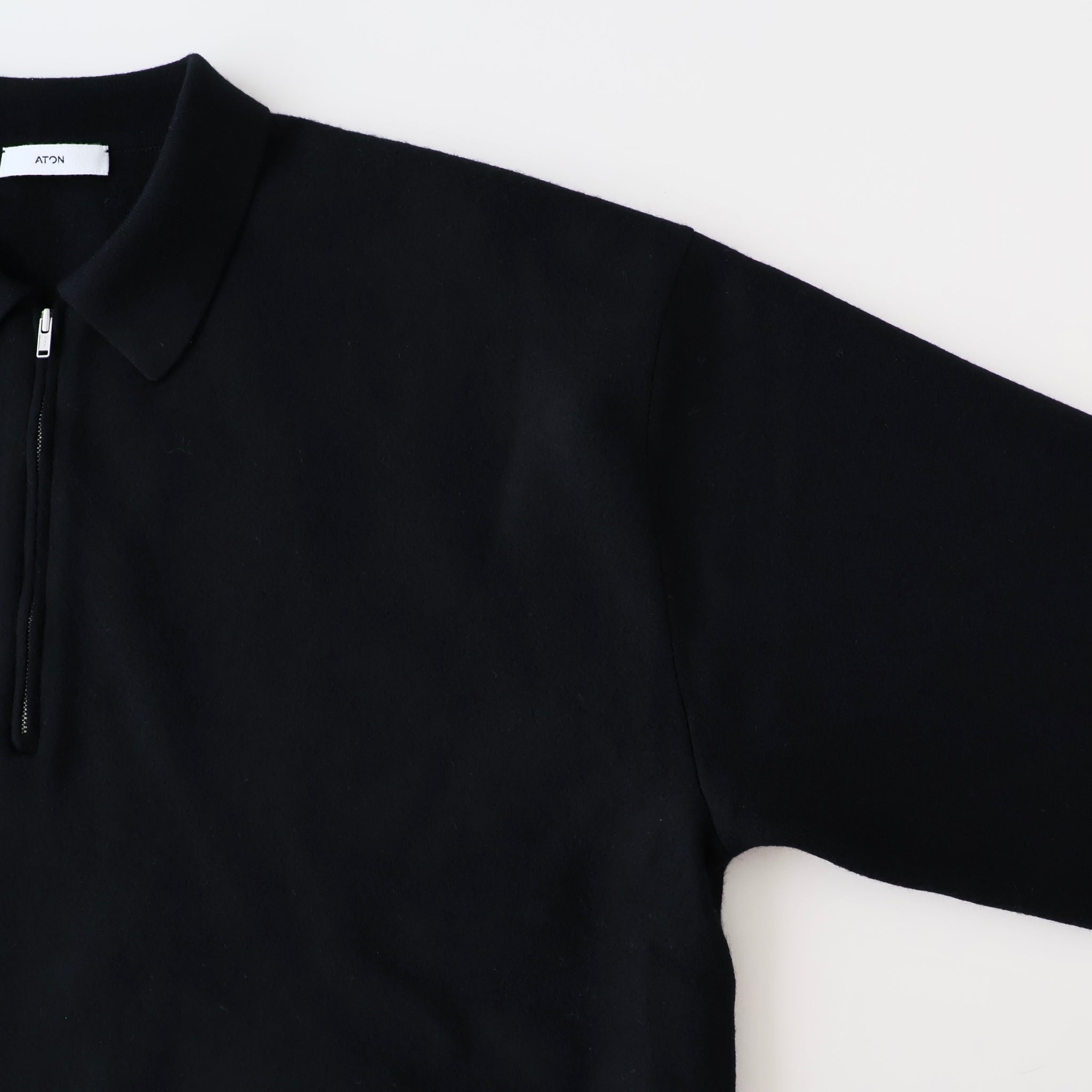 FINE WOOL MELTON_ZIP UP POLO SWEATER