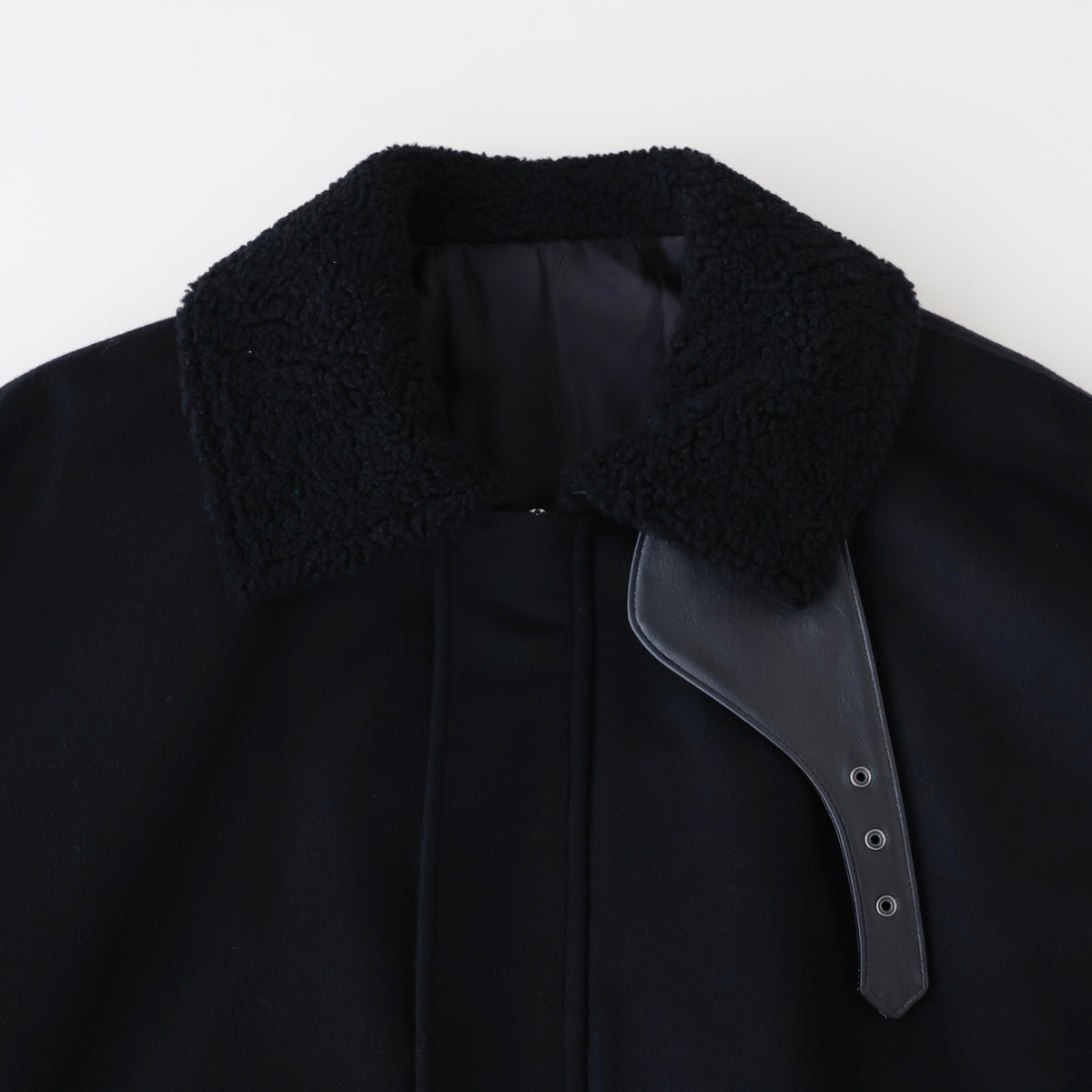 MOUTON COLLAR WOOL CASHMERE PADDED JACKET